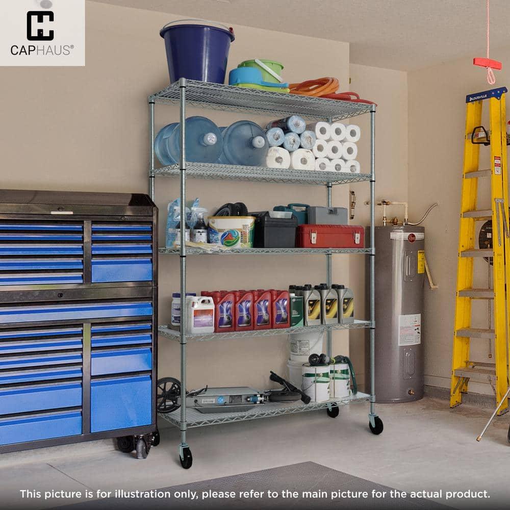 CAPHAUS Heavy Duty NSF Commercial Adjustable Shelves Wire Shelving w/Wheels & Feet, Kitchen Storage Metal Shelf, Garage Storage Shelving, Utility Wire Rack Storage Unit, Silver Grey 36 x 18, 4-Tier