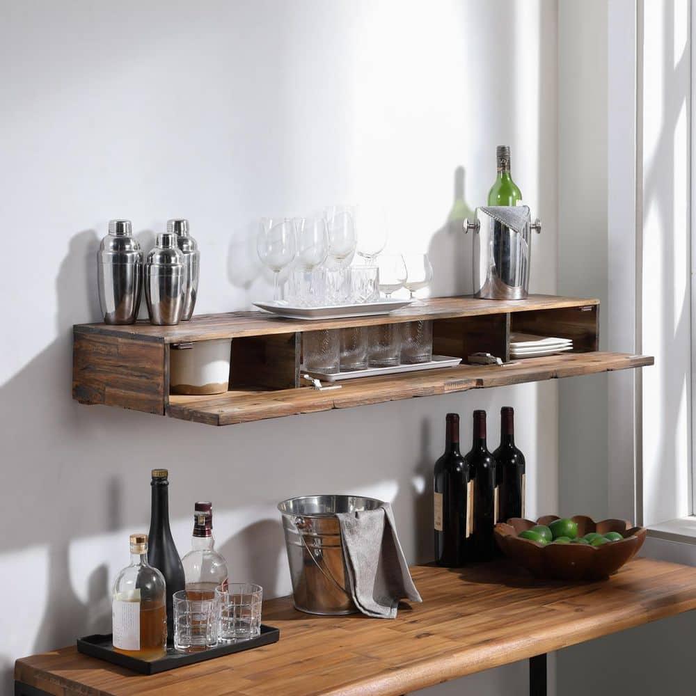 Northbeam Distressed Floating Shelf Set Hidden Storage Shelves Rustic 11.00 x 48.00 in, 3 Count