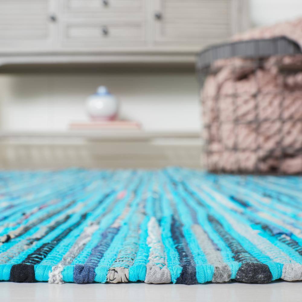 Rag Rug RAR125 Hand Woven Indoor Accent Rug - Turquoise/Multi - 2'x3' - Safavieh.