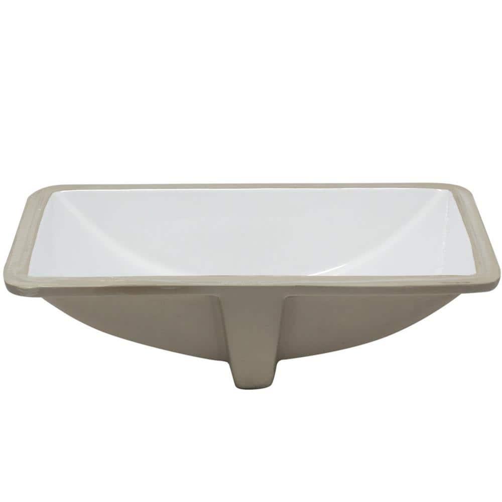 Novatto NP-U193902 Novatto 18.25'' White Porcelain Rectangular Bathroom Sink with Overflow