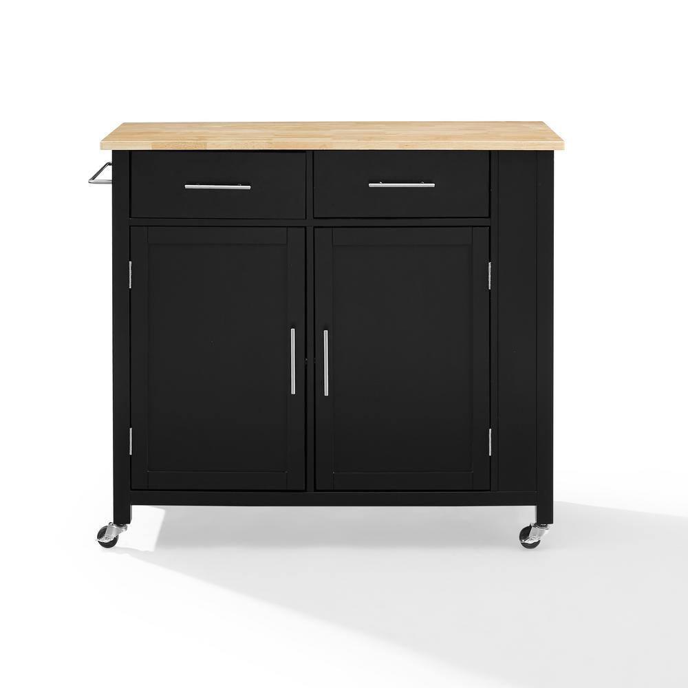 Crosley Furniture Savannah Wood Top Drop Leaf Kitchen Island/Cart in Black
