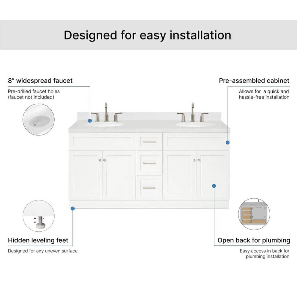 Ariel F072dcqovo Hamlet 72" Free Standing Double Basin Vanity Set - White