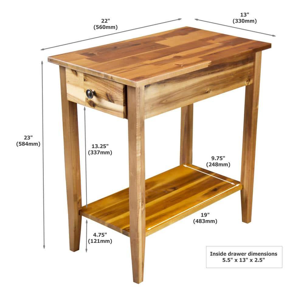 Casual Contemporary Living 2-Tier Solid Acacia Recliner Table with Drawer - Natural