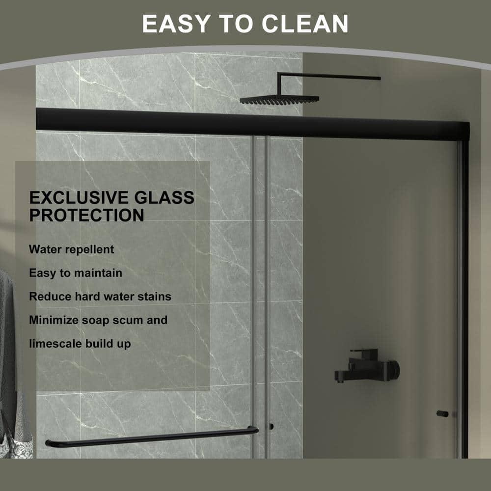 56 - 60 in. W x 58 in. H Semi-Frameless Sliding Bathtub Door in Finish with Clear SGCC Tempered Glass