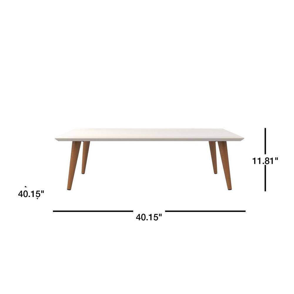 11.81" Utopia High Gloss White Coffee Table with Splayed Legs - Manhattan Comfort: Mid-Century Modern Design