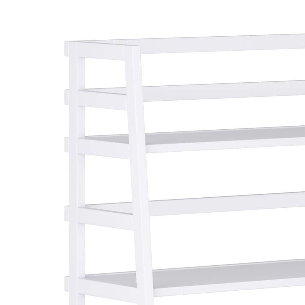 Simpli Home Acadian Ladder Shelf Bookcase in White