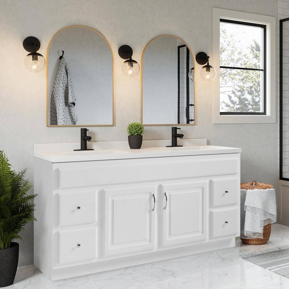Concord 60 Inch Bathroom Vanity Cabinet, Solid Wood, Fully Assembled, White