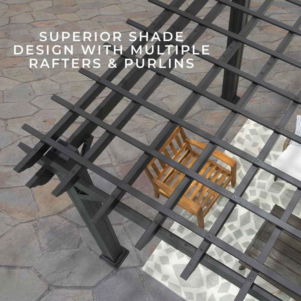 Backyard Discovery Stratford 12x10' Galvanized Steel Pergola, Shade Sail Canopy, PowerPort