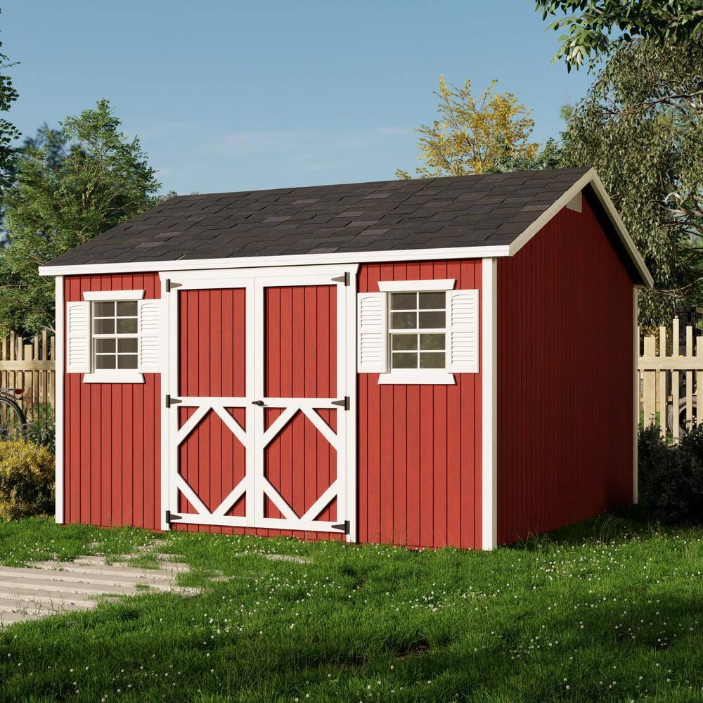 Little Cottage Co. 12x12 Classic Workshop Shed with Operable Windows and Floor, Outdoor Wood Storage Do-It-Yourself Precut Kit