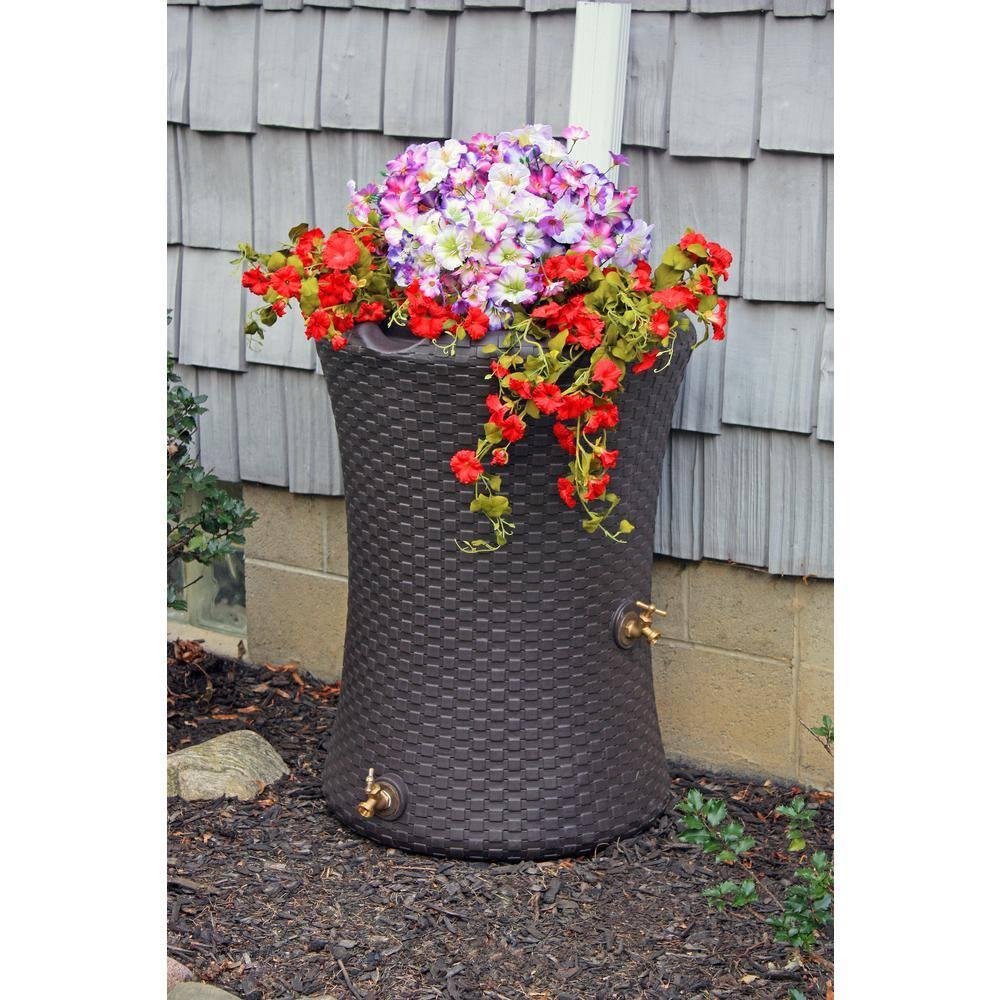 Good Ideas Good Ideas 50 Gallons Plastic Drainable Dual Overflow Planter Rain Barrel