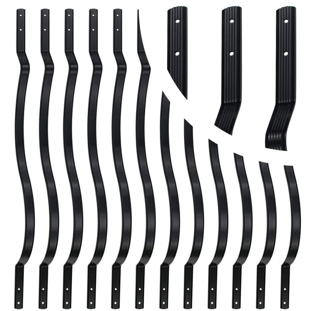 25 Pack - 29.5"x1" Deck Balusters Metal Deck Spindles Staircase Baluster with Screws for Wood Wave Arc Shiny Black Indoor Outdoor