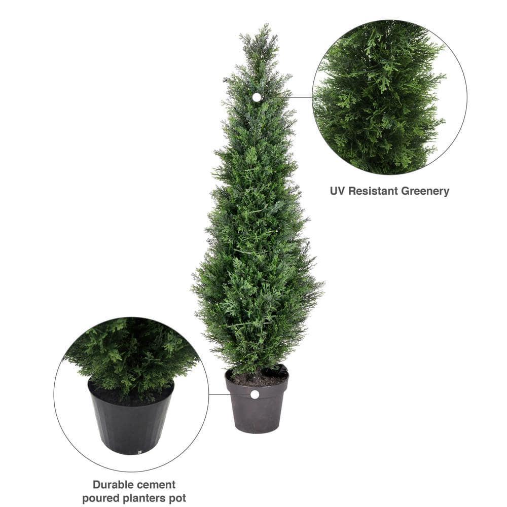 Vickerman 4' Artificial Potted Cedar Tree (UV) : Indoor/Outdoor Decor, No Maintenance