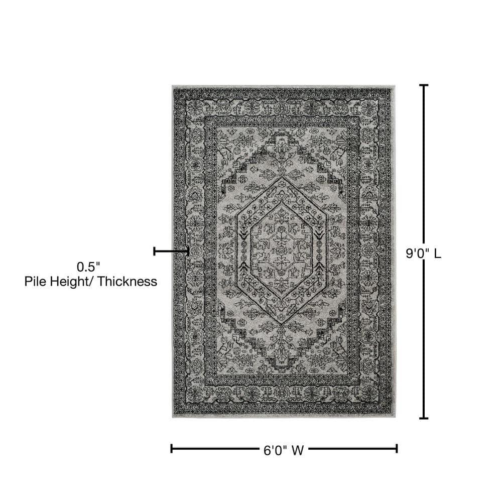 Adirondack ADR108 Power Loomed Area Rug - Silver/Black - 6'x9' - Safavieh.