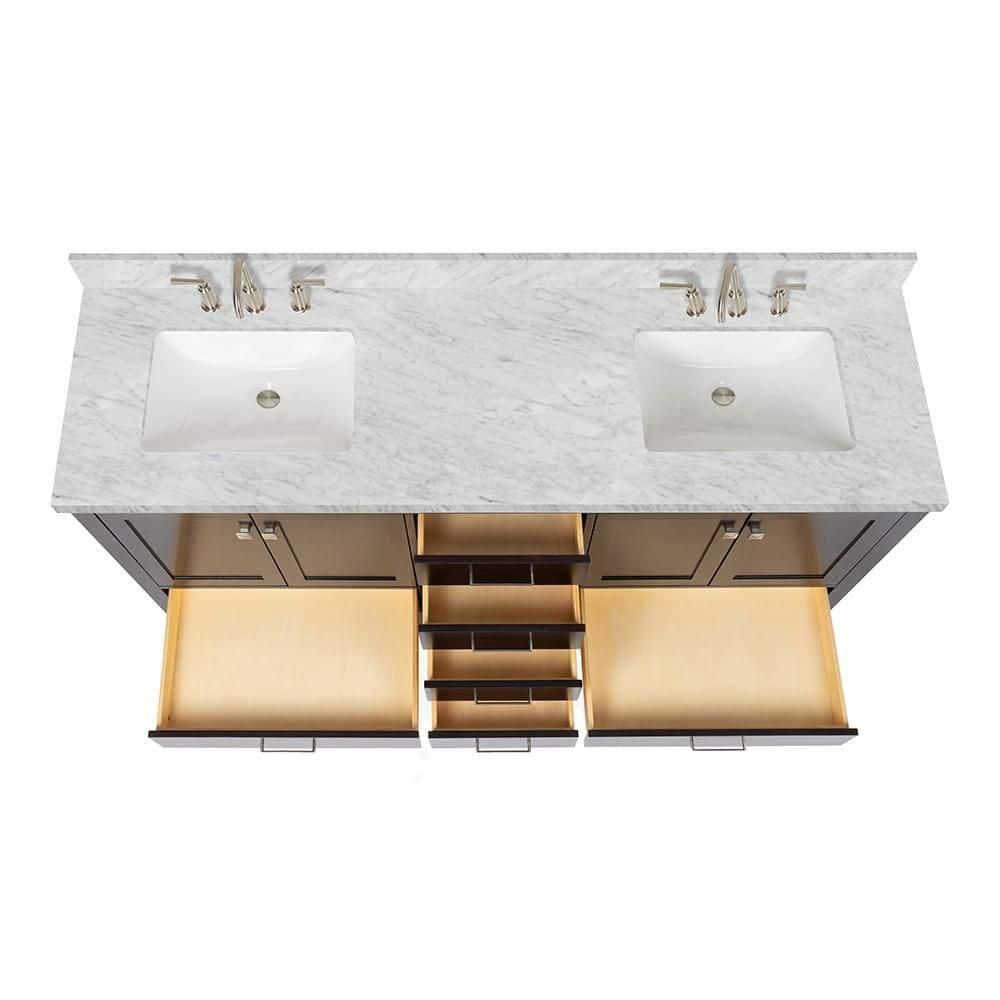 Cambridge Double Bathroom Vanity with Carrara Marble Top