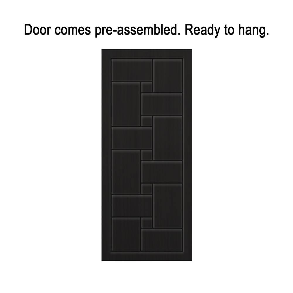 Calhome Paneled Manufactured Wood And Metal Barn Door With Installation Hardware Kit