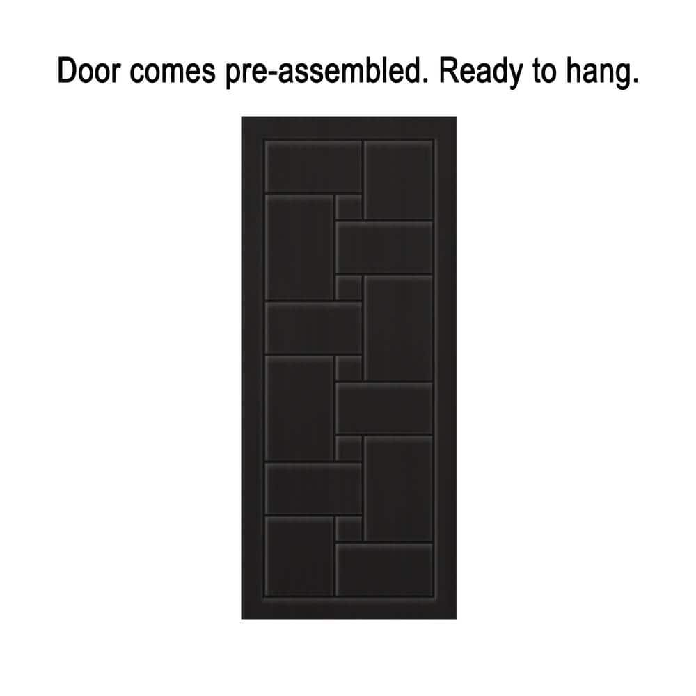 Calhome Paneled Manufactured Wood And Metal Barn Door With Installation Hardware Kit