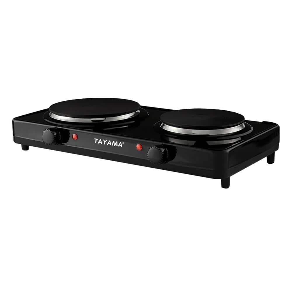 Tayama  Dual Burner Diecast Hot Plate with Temperature Controls, Black