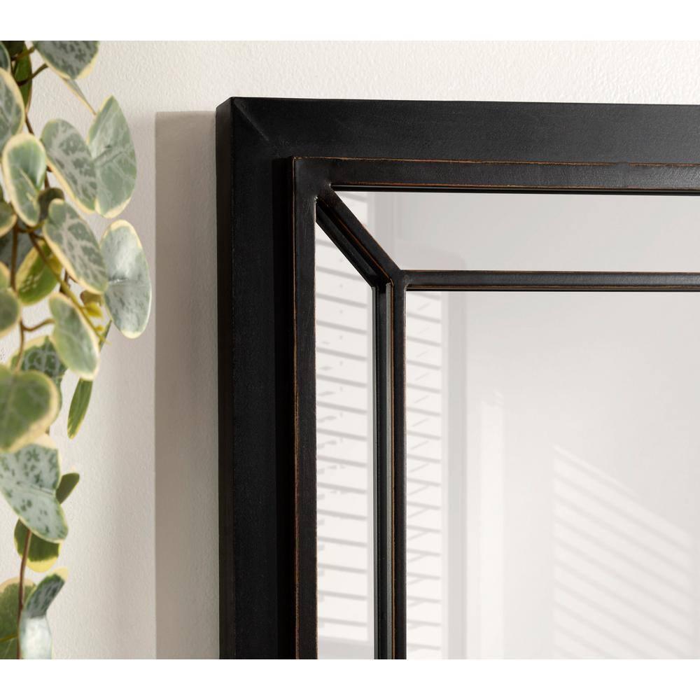 24" x 36" Audubon Rectangle Wall Mirror Black - Kate & Laurel: Modern Farmhouse Style, Iron Detail