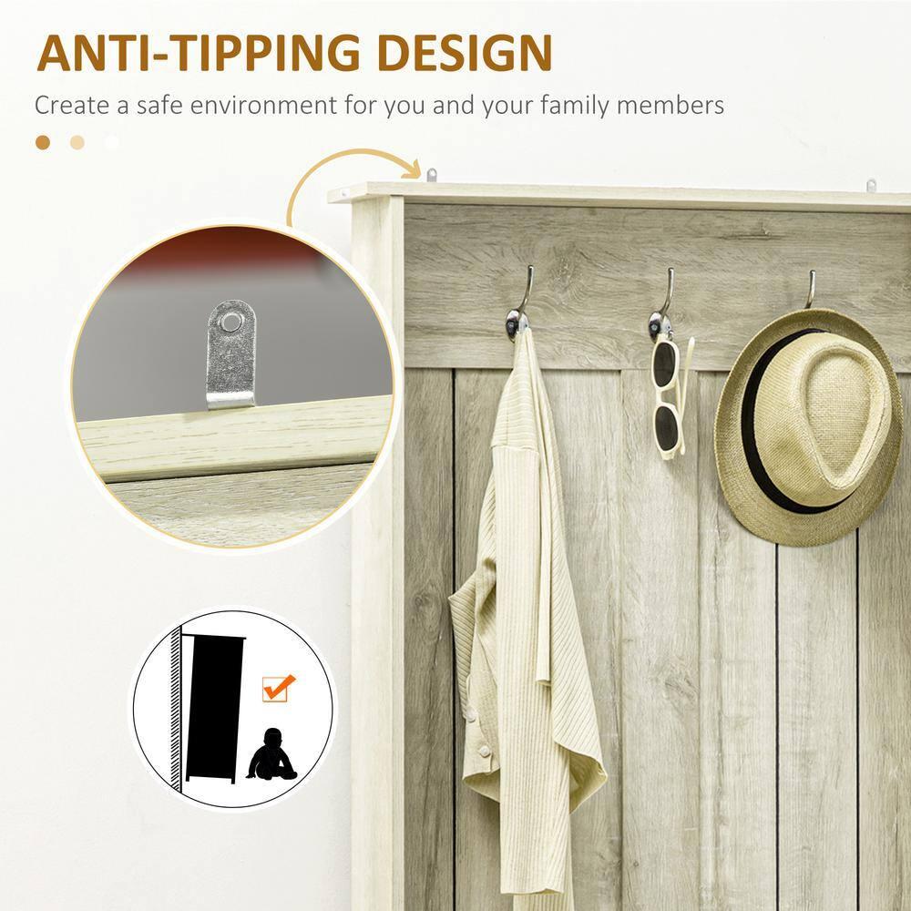 HOMCOM Hall Tree with Shoe Storage Bench, Entryway Bench with Coat Rack, Accent Coat Tree with Adjustable Shelves for Mud Room, Distressed White