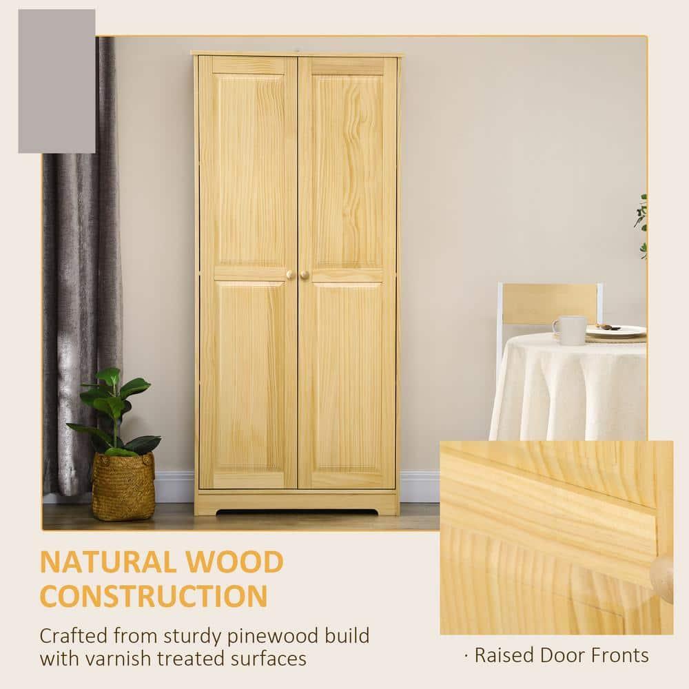 Foundry Select Shieda 67" Pinewood Kitchen Pantry Storage Cabinet, Freestanding Cabinets with Doors and Shelf Adjustability, Soft-Close Mechanism, Living Room & Dining Room Furniture