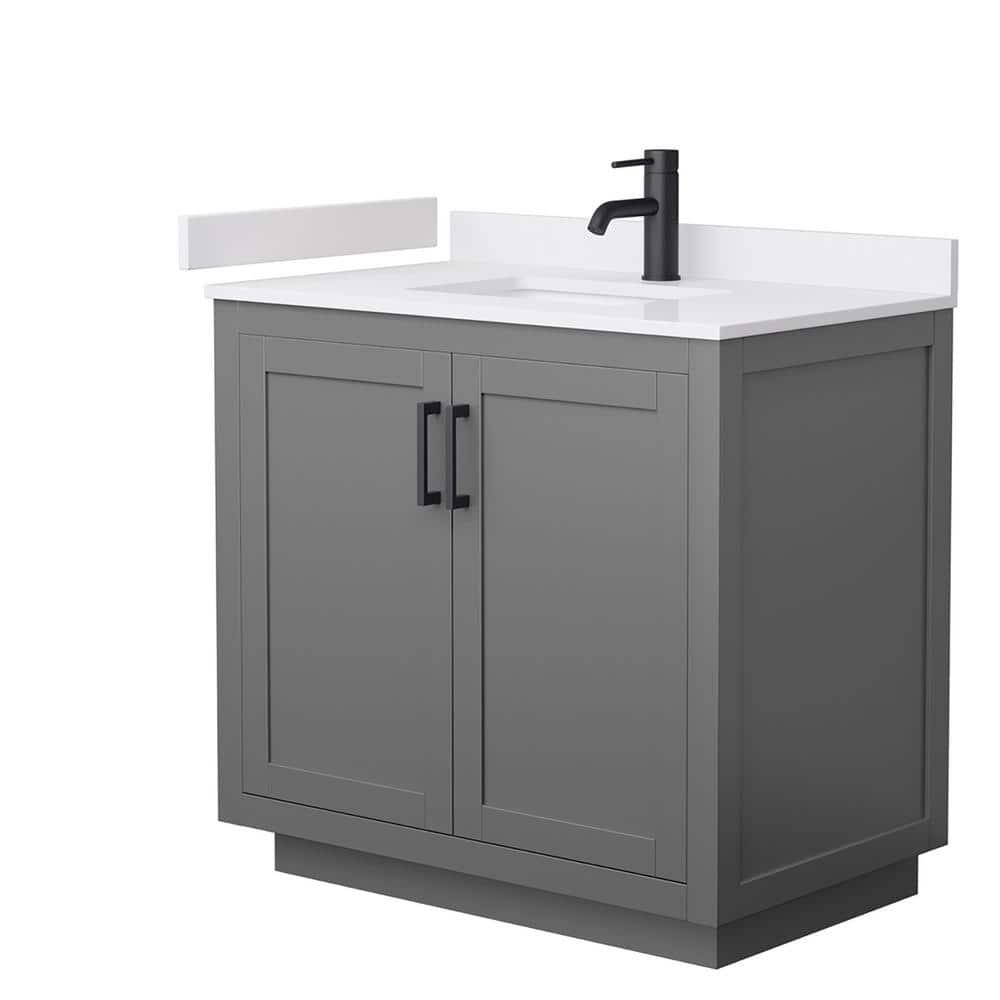 Wyndham Collection Miranda 36" Freestanding Single Bathroom Vanity with Cultured Marble Top