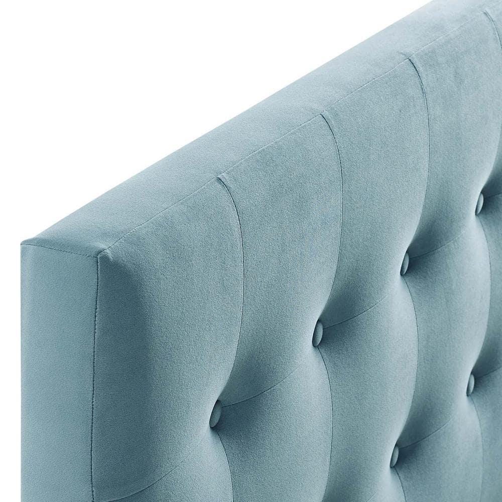 Queen Emily Biscuit Tufted Performance Velvet Headboard Light Blue - Modway: Adjustable Height, Plywood Frame