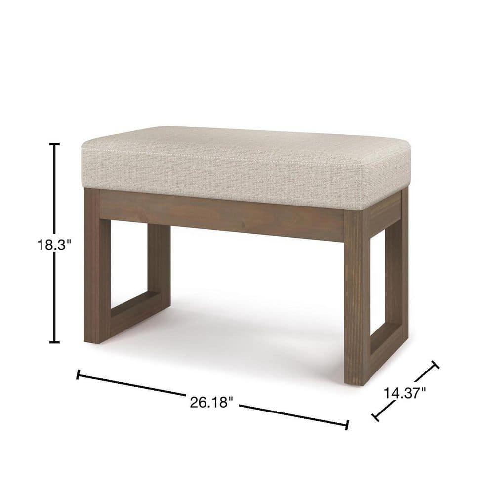 Simpli Home Milltown 26 in Wide Rectangle Footstool Small Ottoman Bench