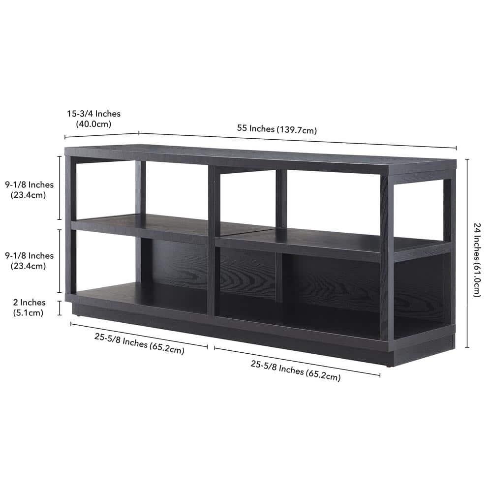 Thalia Modern Black MDF 55" TV Stand with Open Shelving