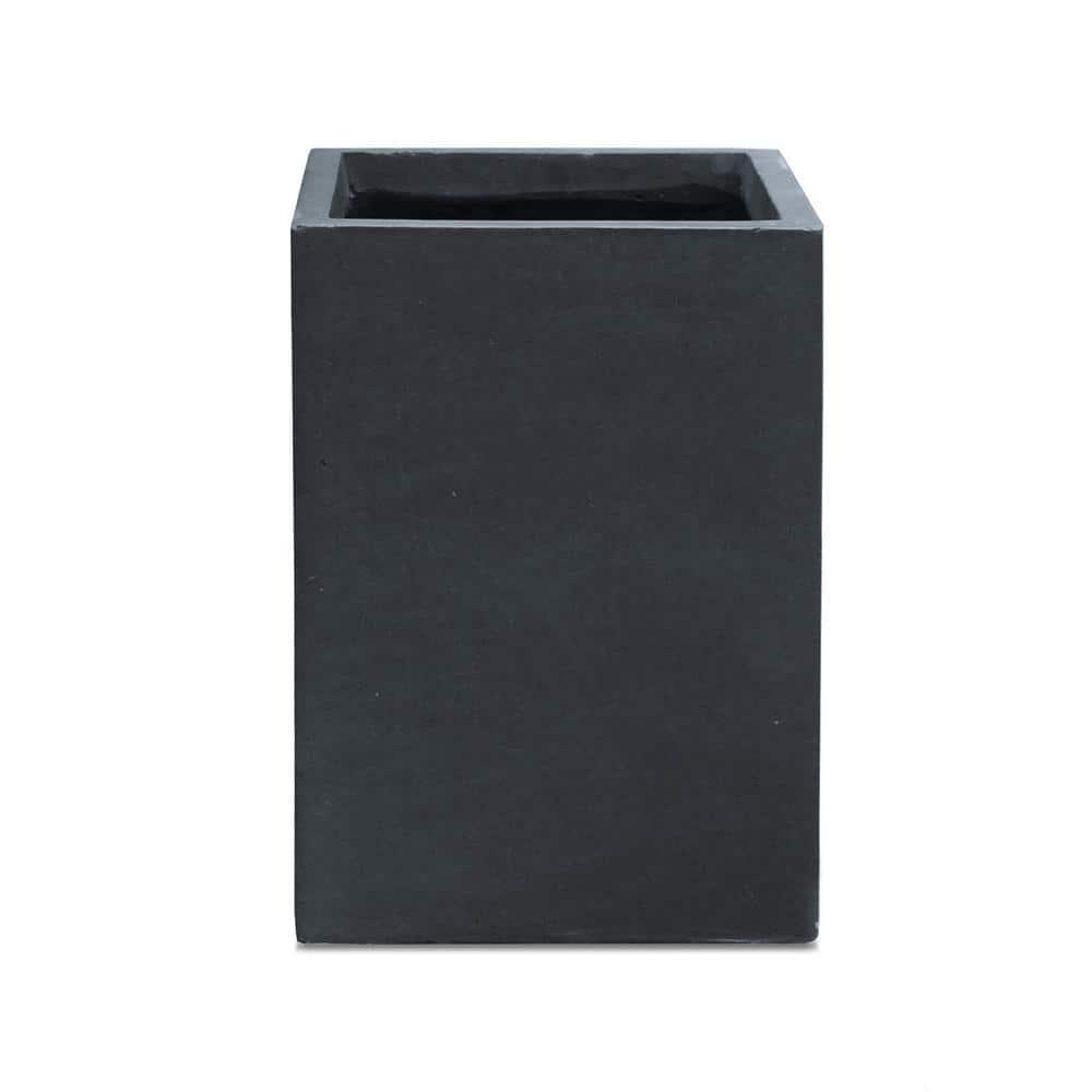 Kante 16"H Charcoal Finish Concrete Tall Square Planter, Outdoor/Indoor Lightweight Planters Pots with Drainage Hole