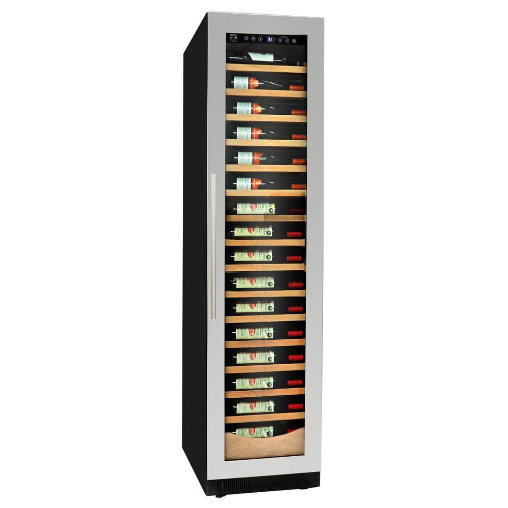 Elite Compressor 112 Bottle Wine Cellar Cooling Unit in Blackand Silver, Built-In/Freestanding with Reversible Door