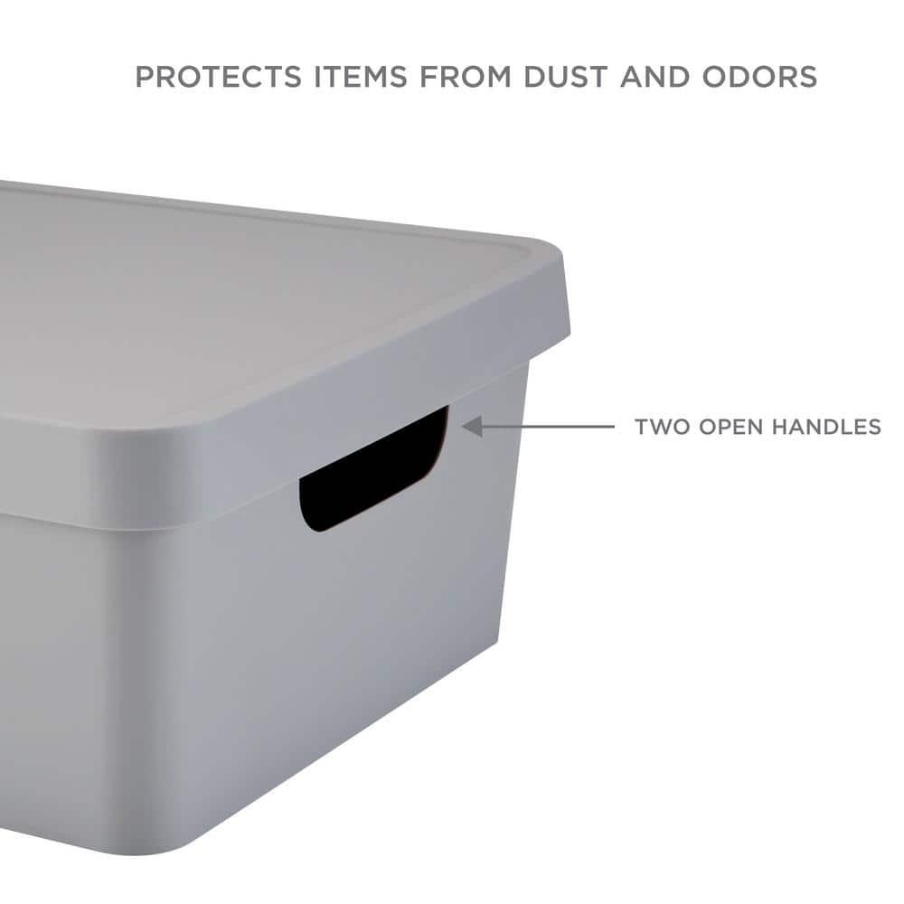 Simplify Medium Vinto Plastic Storage Box with Lid, Grey