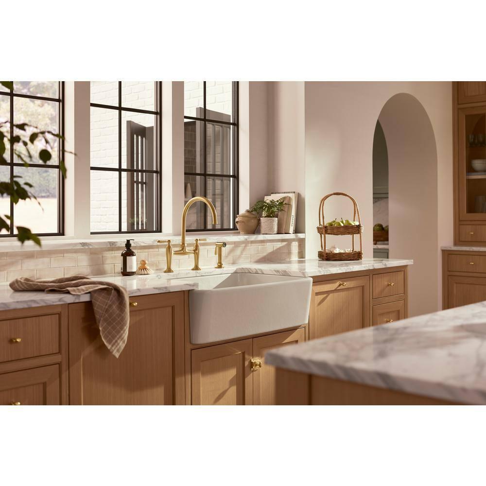 Edalyn by Studio McGee Two-Hole Bridge Kitchen Sink Faucet with Side Sprayer
