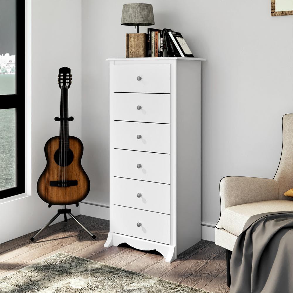 53" Monterey Vertical Dresser White - Prepac: Bedroom Storage, 6-Drawer Lingerie Chest