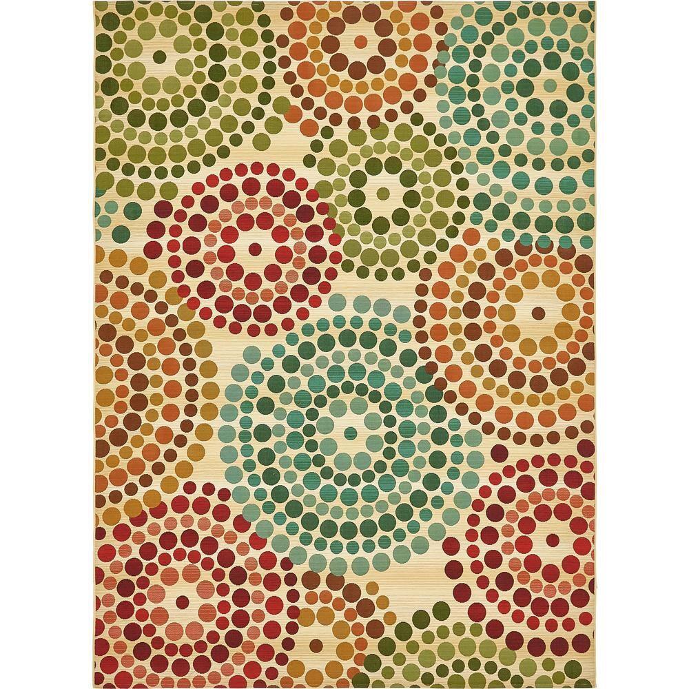 Unique Loom 8' 0 x 11' 4 Beige Outdoor Modern Spark Area Rug