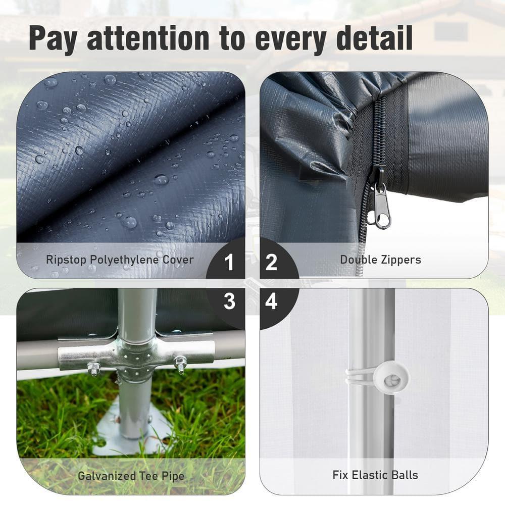 Alpha Joy 8 x 12 x 7.3ft Outdoor Storage Shed Heavy Duty Portable Carport Canopy Shelter, for Bike, Motorcycle, Garden Storage