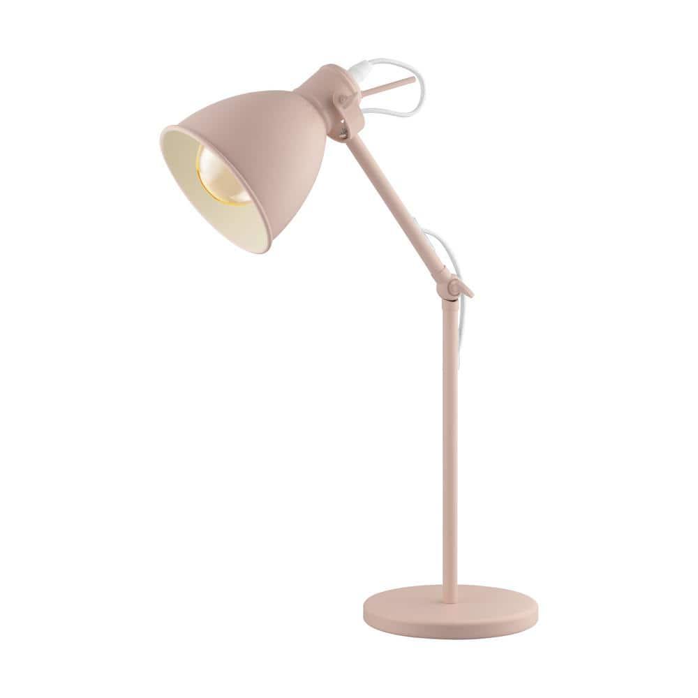 EGLO Priddy 17.05-in Adjustable Pastel Apricot Standard Desk Lamp with Metal Shade