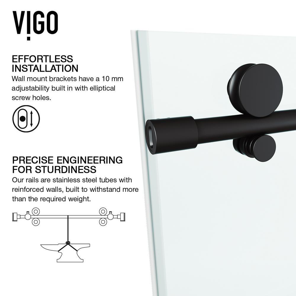 Elan E-Class 44-48" W x 76" H Sliding Frameless Shower Door with 3/8" Clear Glass