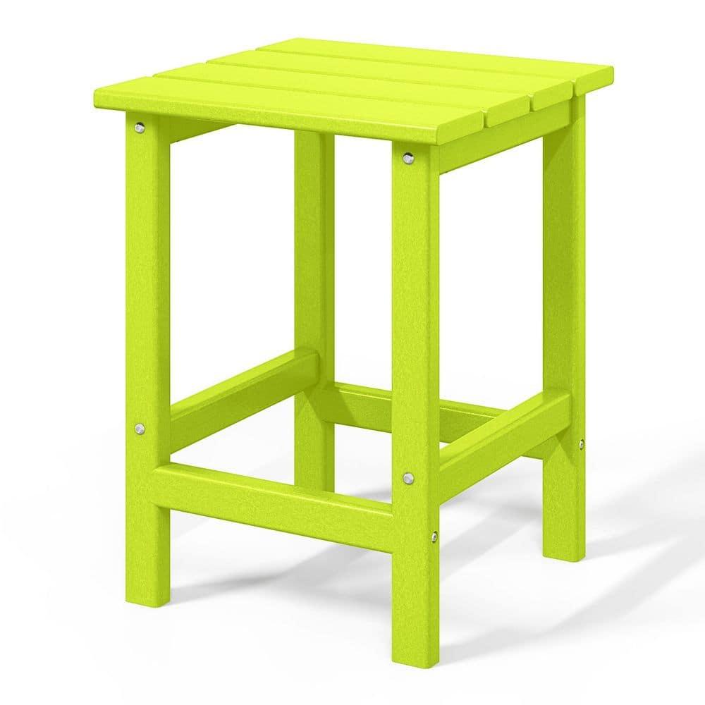 Polytrends  Laguna Hdpe All Weather Outdoor Patio Square Side Table Lime