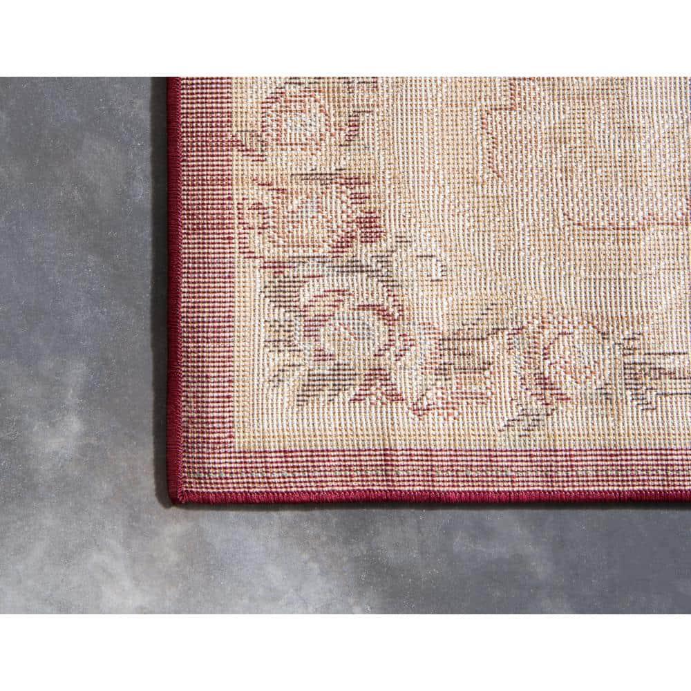 Unique Loom Versailles Collection Area Rug - Charles (6' 1" Square Red/Cream)