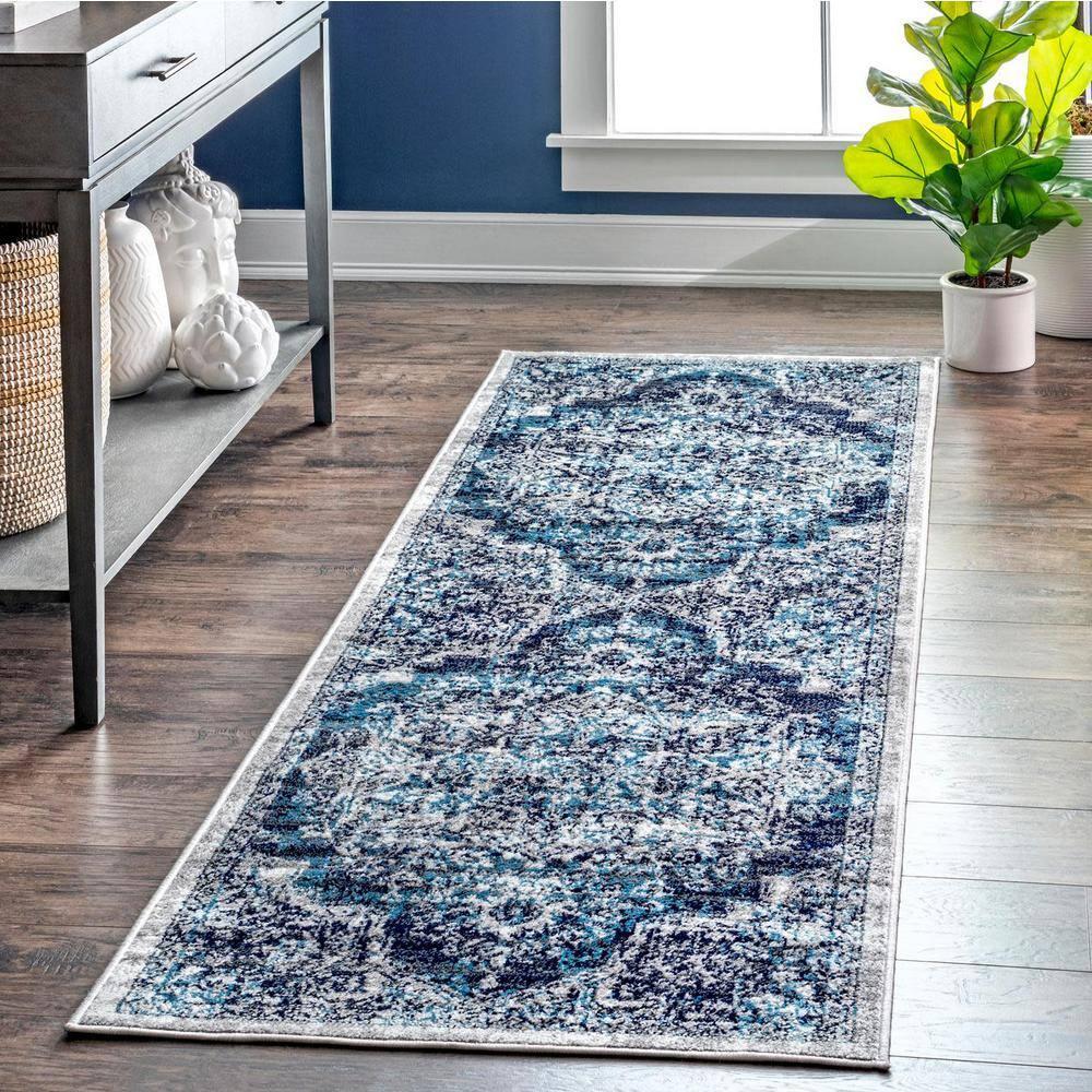 Nuloom Maryanne Geometric 2x3 Accent Indoor Area Rug for Living Room Bedroom Dining Room Entryway Kitchen, Blue/Ivory