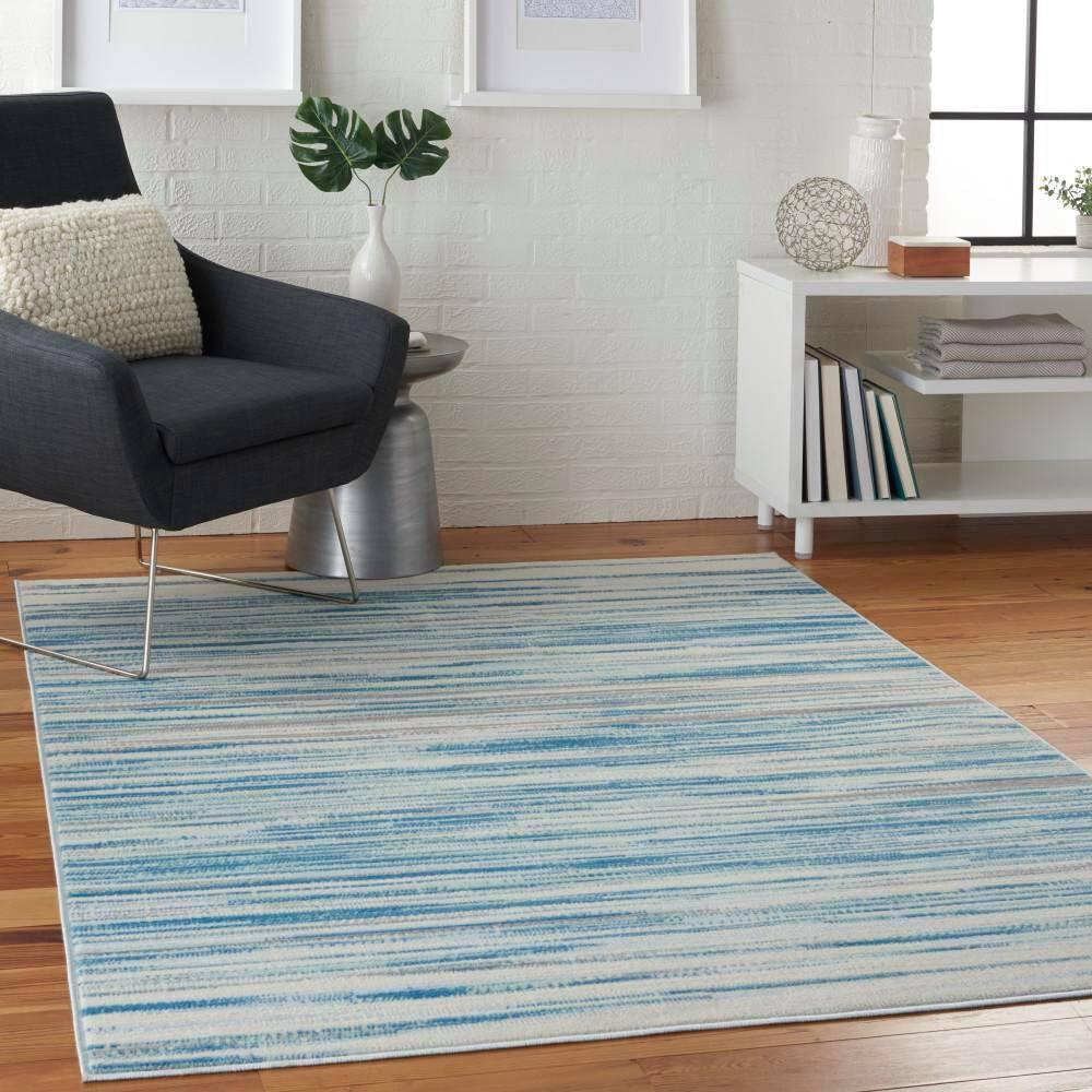 Nourison Jubilant 5'3" x 7'3" (5' x 7') Blue Area Rug Coastal Contemporary Striped by Nourison