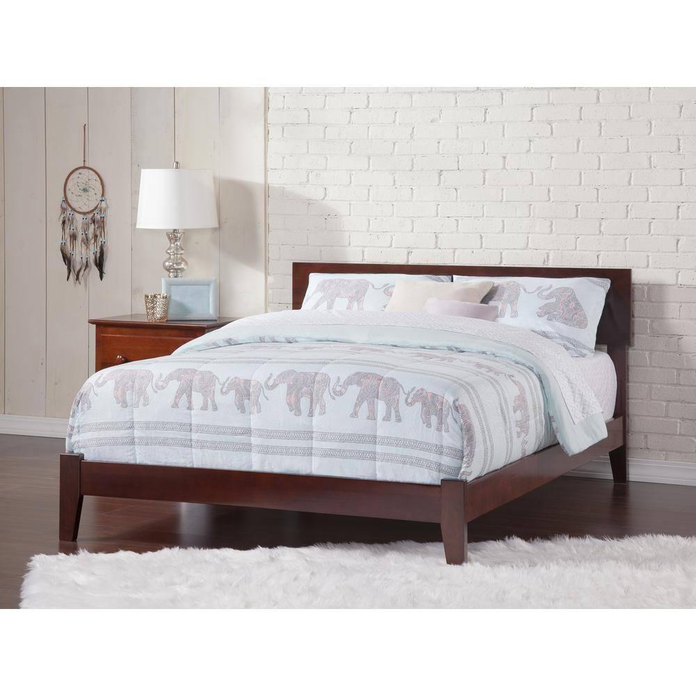 AFI Furnishings Orlando King Traditional Bed with Open Footboard and Turbo Charger in Walnut