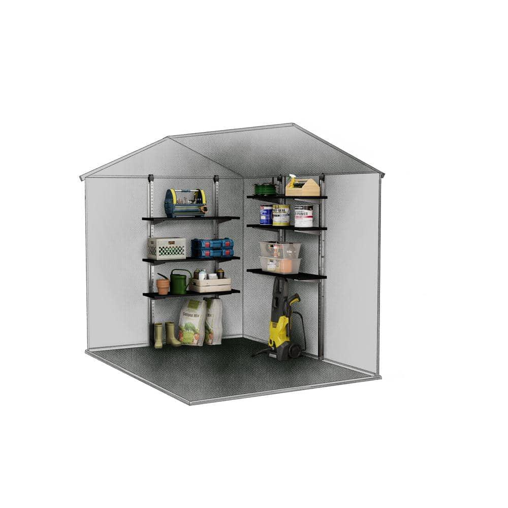 Keter Keter Storage Shed Shelf Kit 40 Inch Easy Assembly Steel Reinforced Utility Kit with Heavy Duty Brackets and Rails, Black