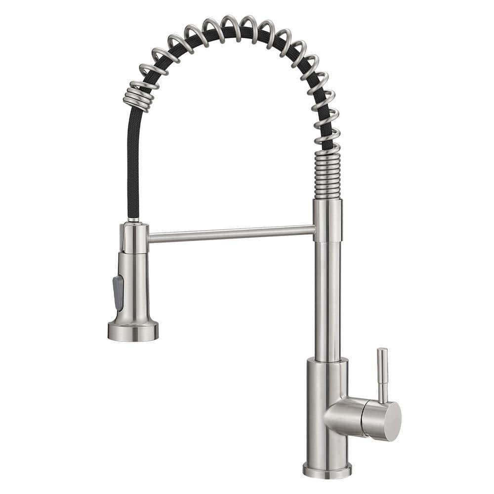 Fairub MAMCPM Brushed Nickel Kitchen Faucet With Pull Down Sprayer, Stainless Steel Kitchen Sink Faucets