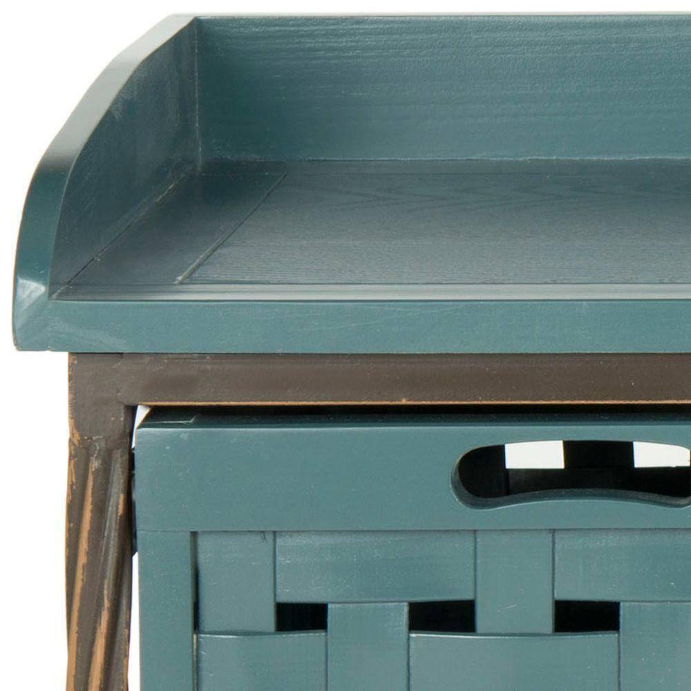 Isaac 3 Drawer Wooden Storage Bench - Teal - Safavieh