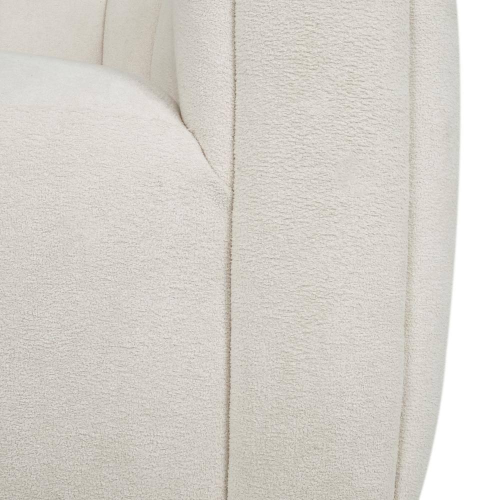Noble House Smith  Textured Boucle White Modern Swivel Club Chair