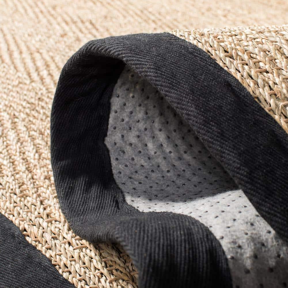 SAFAVIEH Natural Fiber Maisy Border Seagrass Runner Rug, Natural/Black, 2'6" x 10'