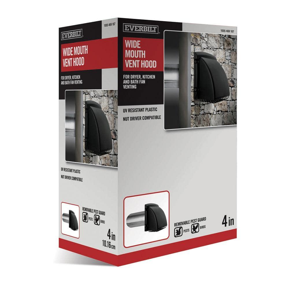 4 inch Black Dryer Vent Hood with Pest Guard BPMH4BLKZW6