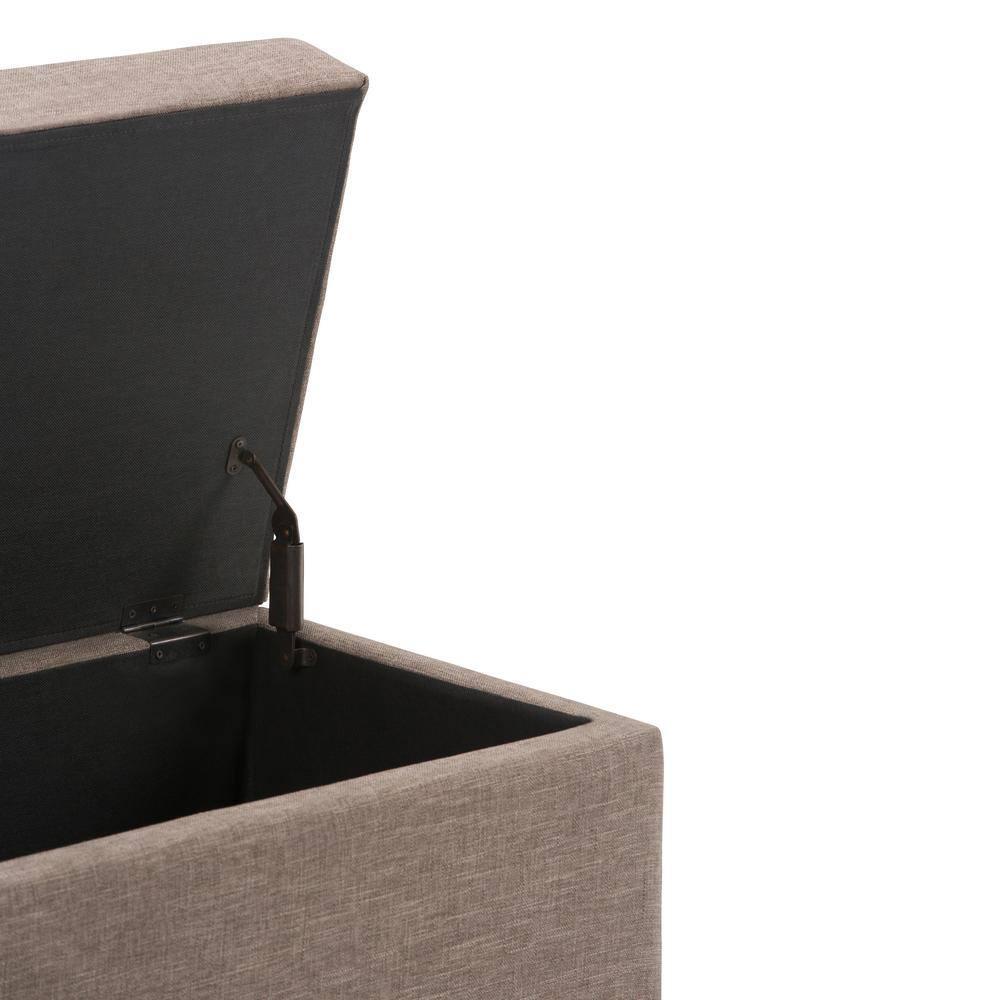 Simpli Home Darcy 33"W Upholstered Storage Ottoman Bench with Large Interior Storage and Child Safety Hinges