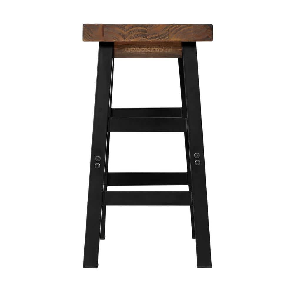 26" Pomona Reclaimed Wood Counter Height Barstool with Metal Legs Brown - Alaterre Furniture